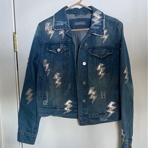 Bagatelle Denim Jacket with Silver Lightning Bolts